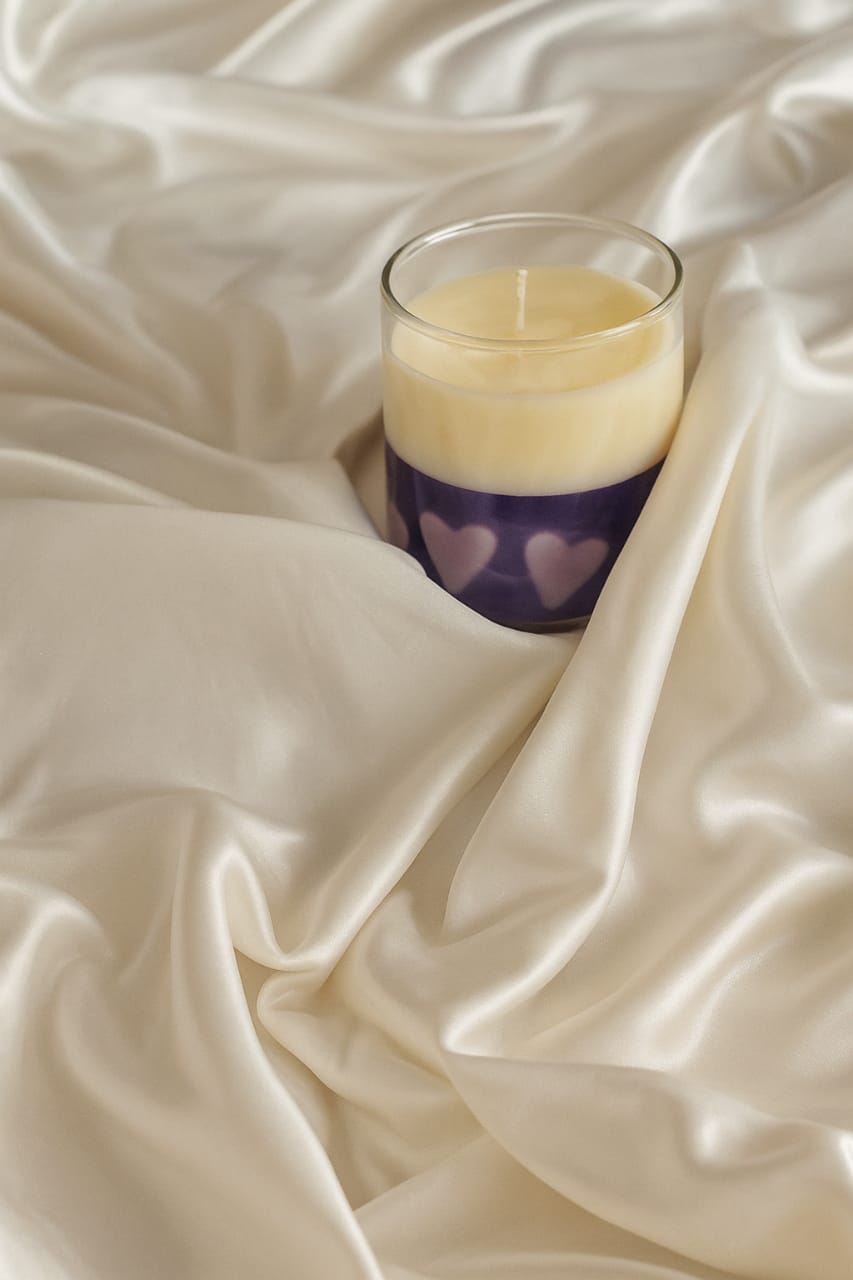 Purple heart candle
