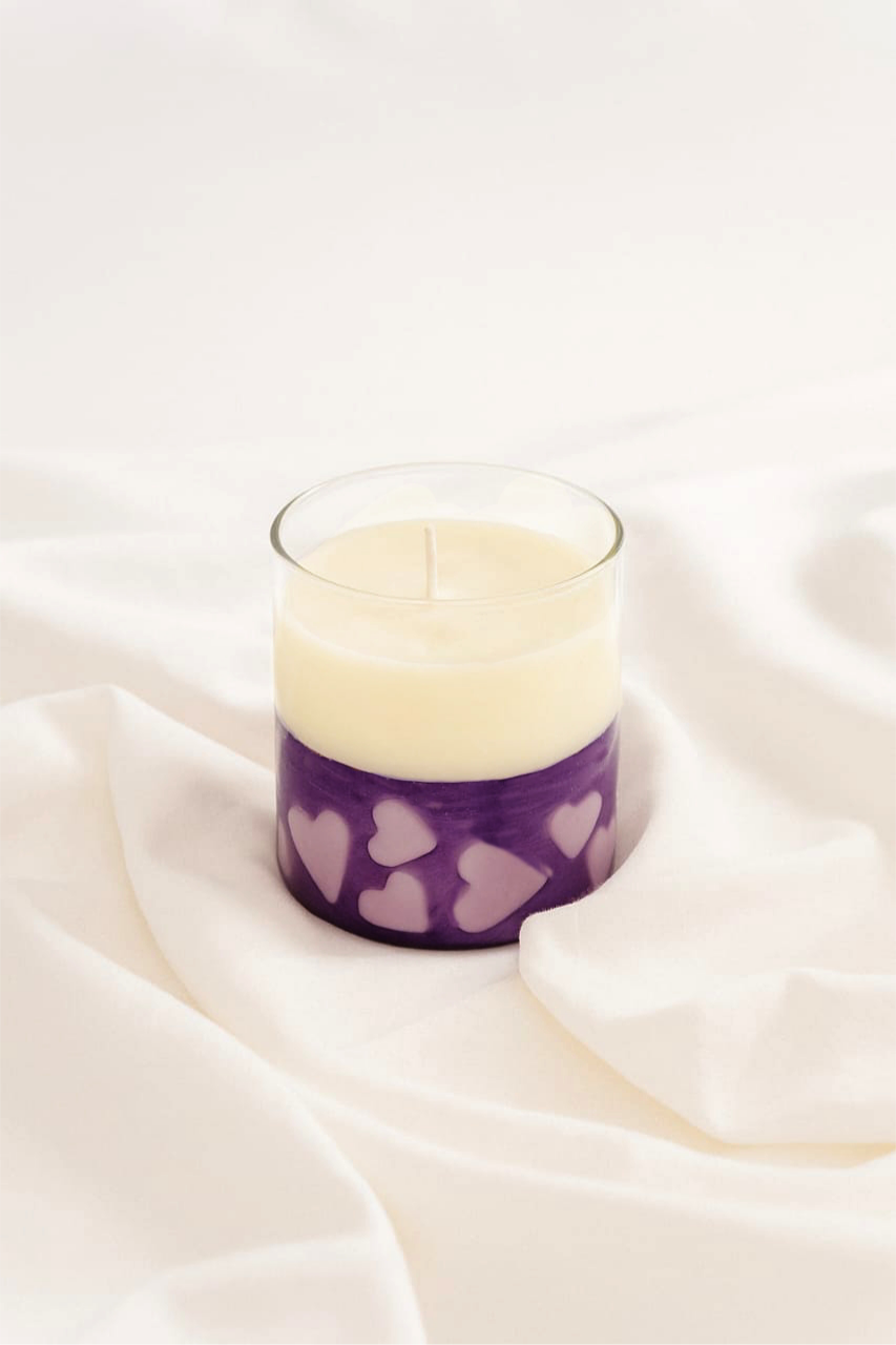 Purple heart candle