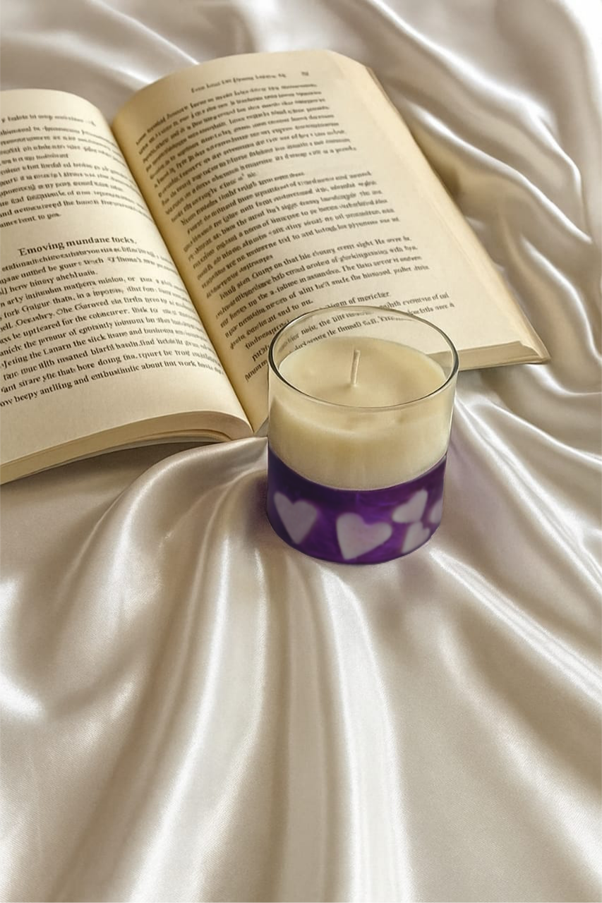 Purple heart candle
