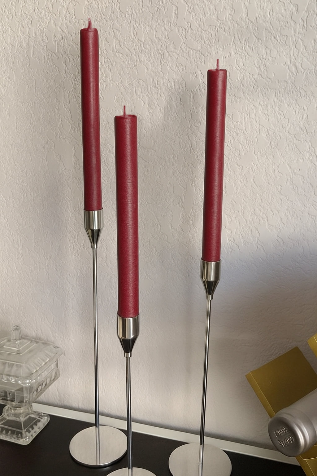 taper Candle with Holder (Silver)