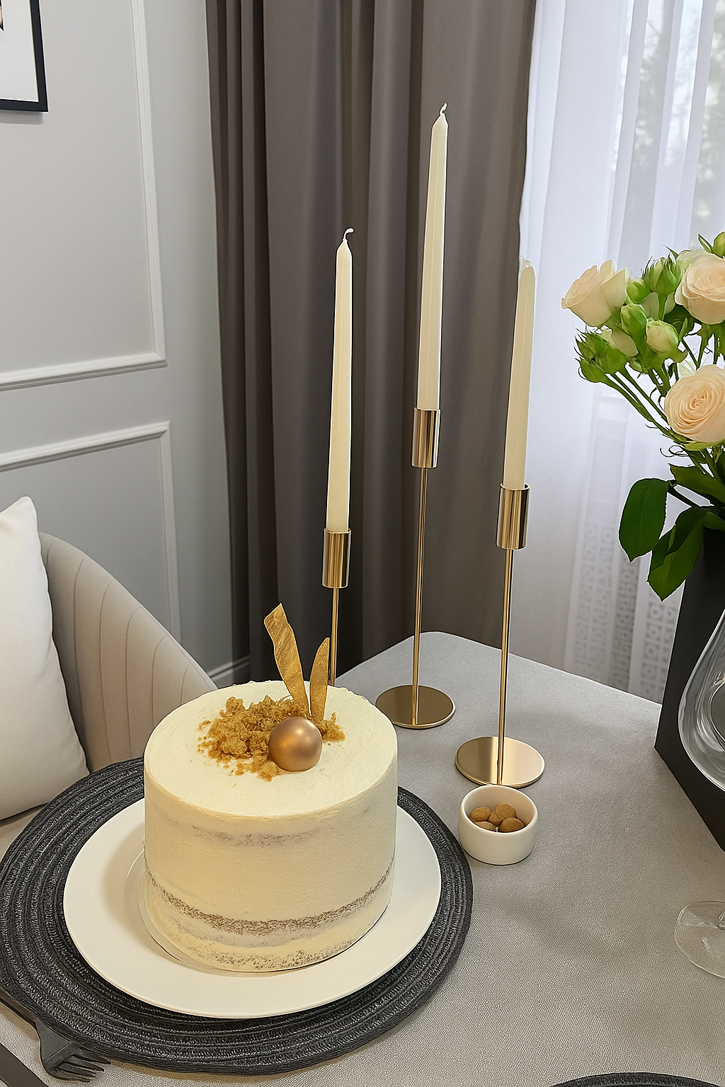 Elegant taper candle with candle holder(golden)