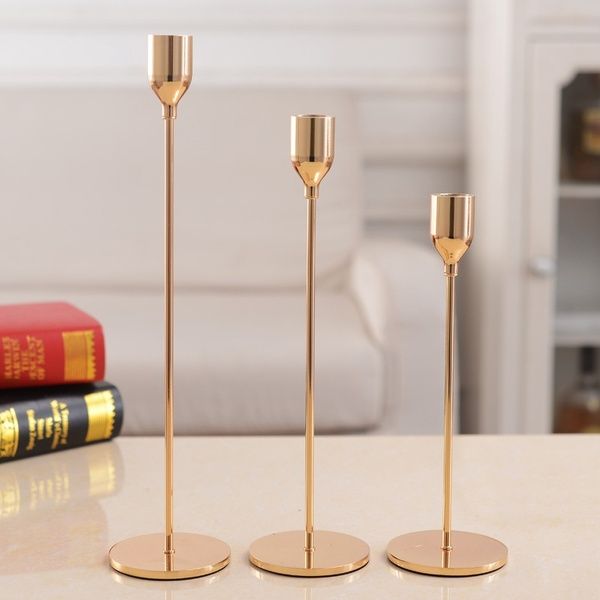 Elegant taper candle with candle holder(golden)